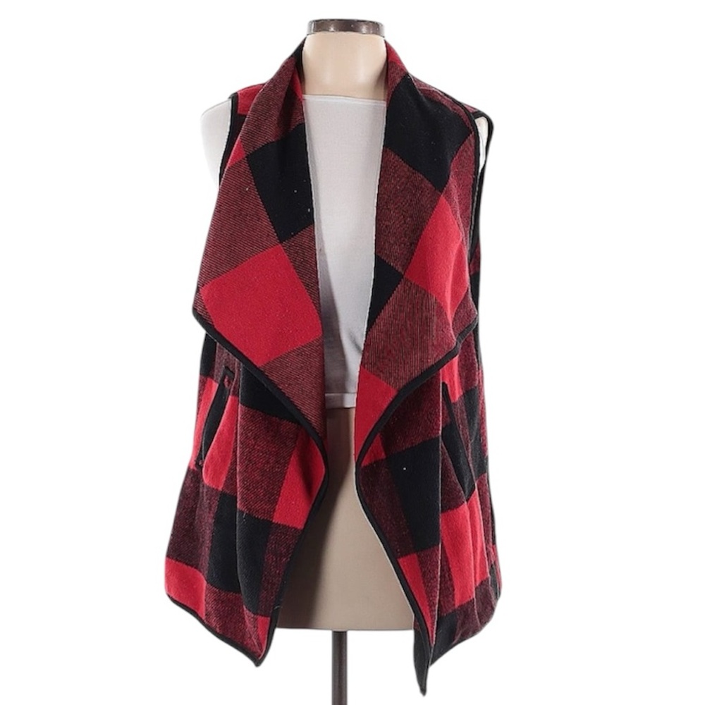 Women’s Buffalo Plaid Open Draped Vest | Small
